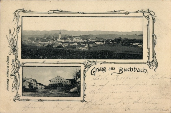 Postcard Buchbach in Upper Bavaria, general view