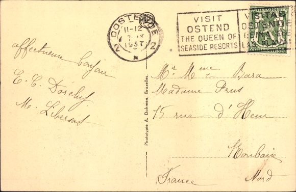 Postcard Ostend West Flanders, La Malle Prince Baudouin, RMT, Directed by Maritime Transport