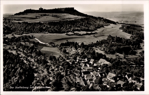 Postcard Bad Staffelstein am Main Upper Franconia, Staffelberg with Romannstal, aerial photograph