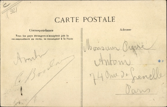 Letter Postcard Saint Cloud Hauts de Seine, Souvenir