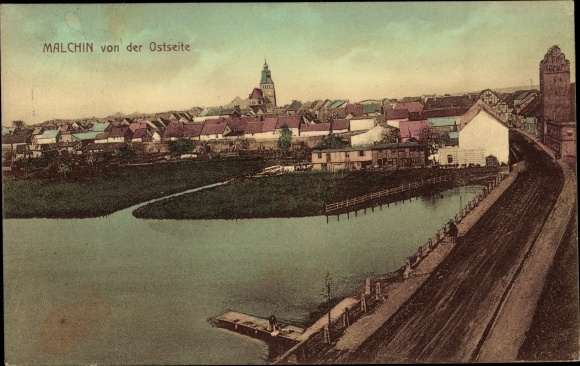 Ak Malchin in Mecklenburg, Blick auf den Ort von der Ostseite aus