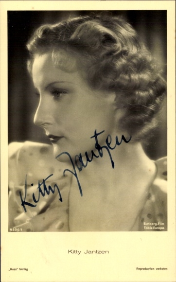 Postcard actress Kitty Jantzen, portrait, autograph, Ross Verlag 9896/1