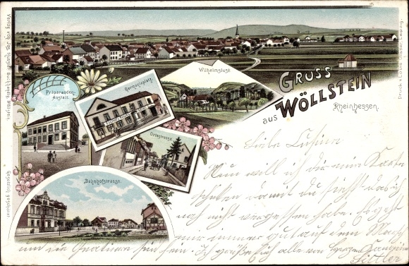lito Wöllstein w Rheinhessen, instytut przygotowawczy, Bahnhofstrasse, Germaniaplatz, Wilhelmslust