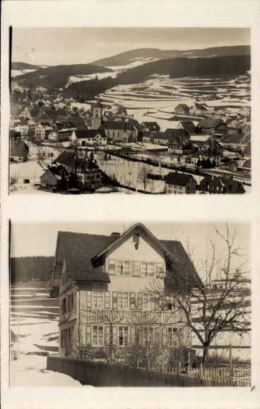 Foto Ak Lenzkirch im Schwarzwald, Gesamtansicht im Winter, Wohnhaus