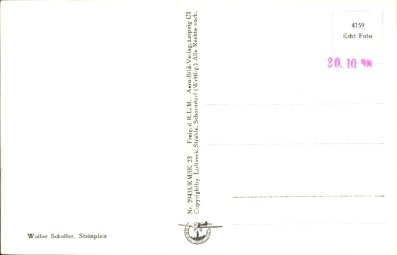 Postcard Steinpleis Werdau in Saxony, aerial photograph