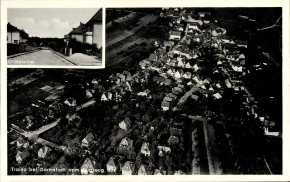 Postcard Traisa Mühltal in the Odenwald Hesse, local section, view from the plane