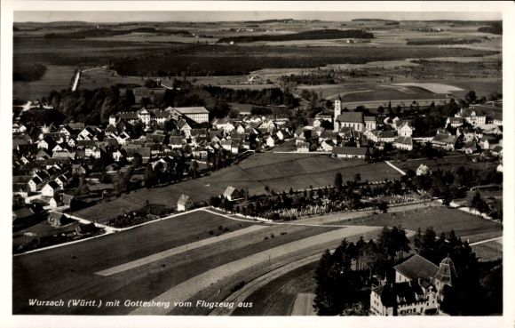 Postcard Bad Wurzach in Upper Swabia Württemberg, aerial photograph