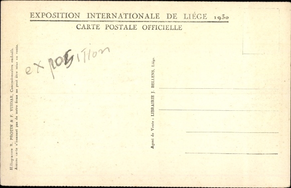Postcard Liege, World Exhibition 1930, view of the pavilion