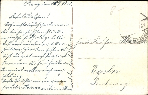 Postcard Burg near Magdeburg, police school