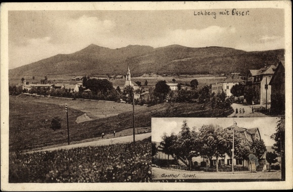 Ak Lohberg im Bayerischen Wald, Panorama mit Osser, Gasthof Sperl