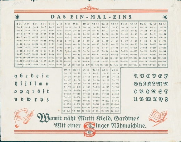 Timetable Singer sewing machine factory, Wittenberge, technology railway ships, one-time-one around 1920
