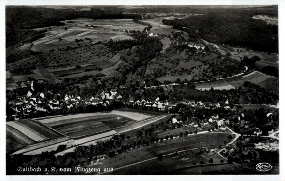 Postcard Sulzbach an der Murr, aerial photograph, agricultural areas, villages