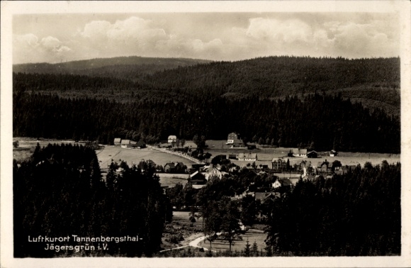Postcard Jägersgrün Tannenbergsthal Muldenhammer, view of the village, climatic health resort