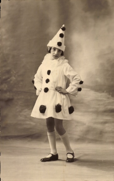 Photo Postcard Pierrot, girl in costume