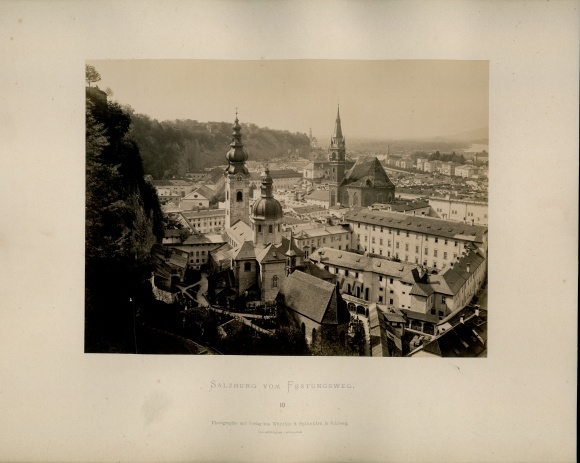 Photo around 1880, Salzburg from the Festungsweg, city view