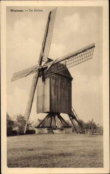 Postcard Westrem East Flanders, windmill