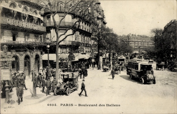 Ansichtkaart Parijs II, Boulevard des Italians, Mercedes