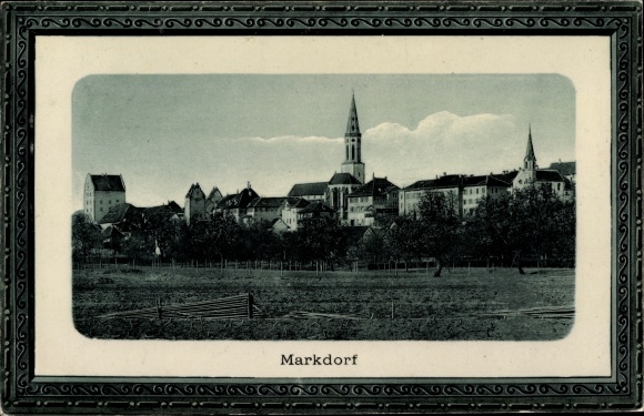 Postcard Markdorf Bodenseekreis Baden, partial view, church