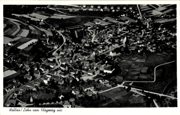 Postcard Wallau Biedenkopf on the Lahn, aerial photograph