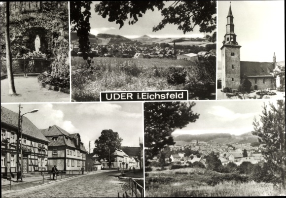 Ak Uder im Eichsfeld w Turyngii, Mariengrotte, widok ogólny, kościół katolicki, Dorfstraße