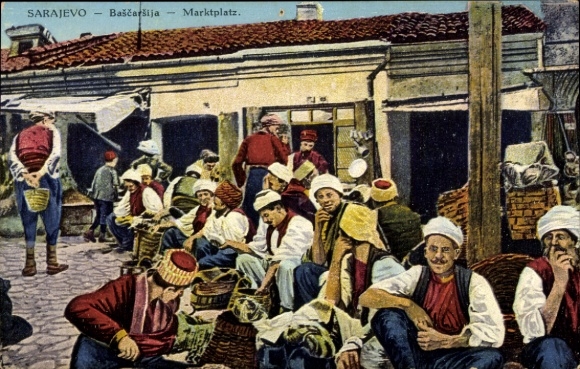 Postcard Sarajevo Bosnia Herzegovina, Market Square