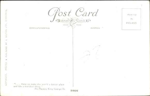 Postcard Great Britain, residential house, garden, flower garden