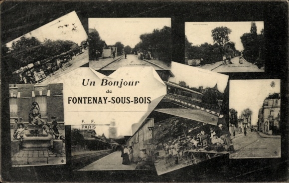 Postcard Fontenay sous Bois Val de Marne, partial views, monument, streets, buildings