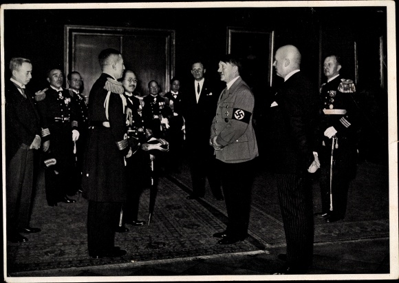 Sammelbild Adolf Hitler, Japanische Marineabordnung, Reichskanzlei 1934, Sammelwerk Nr. 15 Bild 78