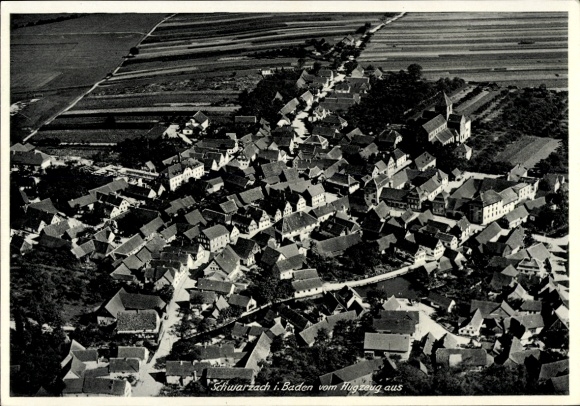 Ak Schwarzach Rheinmünster im Schwarzwald, Luftaufnahme