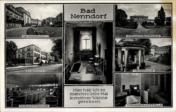 Ak Bad Nenndorf an der Weser,  Gr. Badehaus I, Kurhaus, Schlammschöße, Trinkhalle