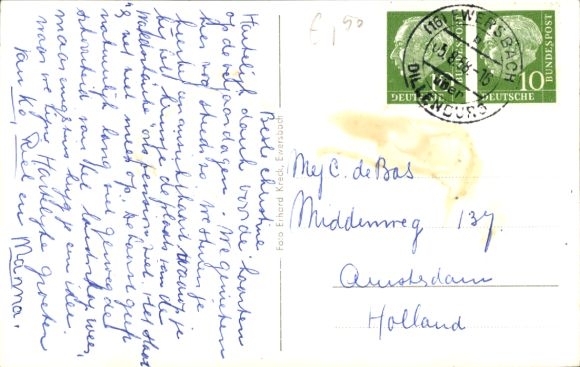 Postcard Ewersbach Dietzhölztal in Hesse, view of hills, trees, clouds, rural surroundings