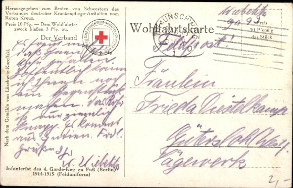 Artist Postcard Lüschwitz Koreffski, A., German soldier, infantryman of the 4th Guards Regiment on foot Berlin