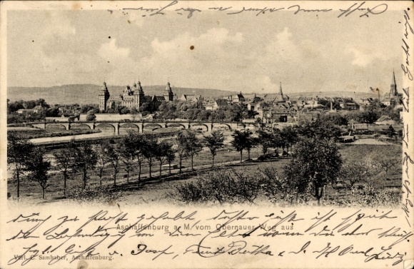 Ansichtkaart Aschaffenburg in Neder-Franken, panorama, uitzicht vanaf. Obernauer Weg