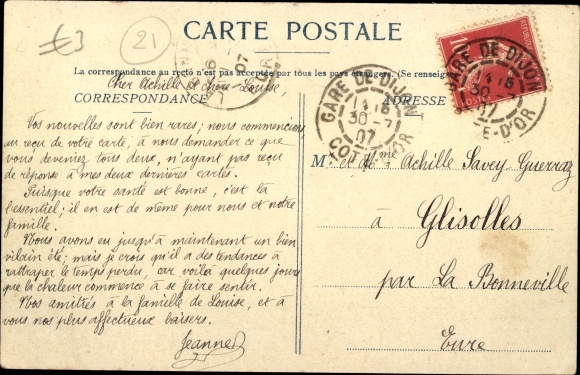 Postcard Dijon Côte d&#39;Or, South of France Railway Station