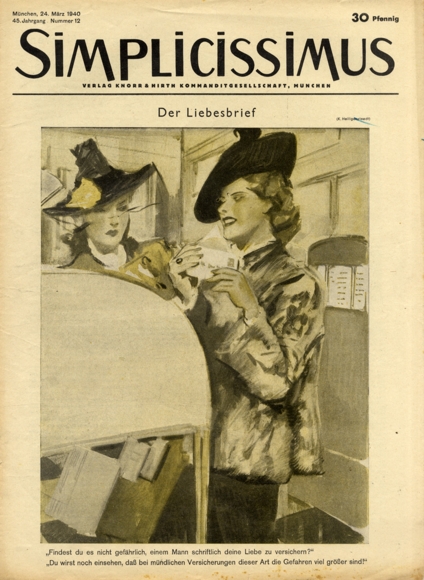 Simplicissimus Issue 12 March 1940 Caricature The love letter K. Heiligenstedt Verlag Hirth