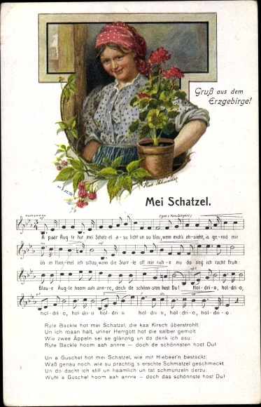 Song Postcard Schneider, Rud., Mei Schatzel, Wilhelm Vogel, Ore Mountains