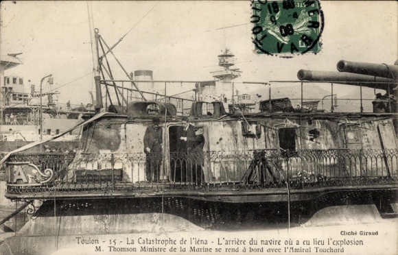 CPA Toulon, La Catastrophe de l'Iéna L'arrière du navire où eu lieu l'explosion