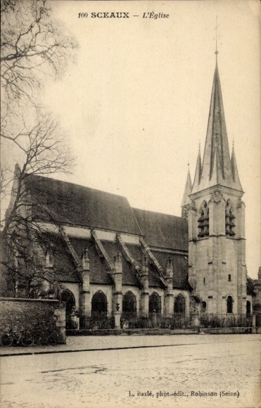 Ak Sceaux Haut de Seine, Kirche L'Église, Fotograf L. Basle, schwarz-weiß,  Ansicht, eindrucksvol