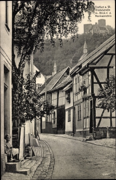 Ak Treffurt an der Werra, Ziddelstraße met uitzicht op de Normannstein