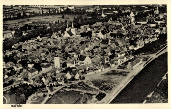 Ak Haßfurt Unterfranken, Fliegeraufnahme