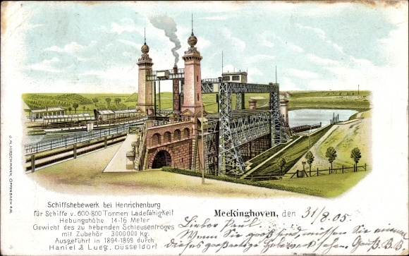 Chromo-Litho Oberwiese Waltrop Ruhr area, ship lift Henrichenburg, Meckinghoven
