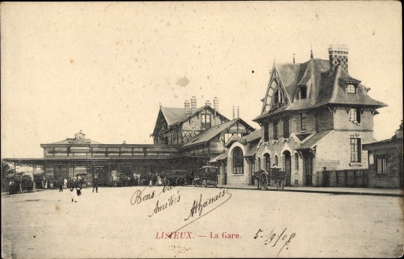 Postcard Lisieux Calvados, Bahnhof