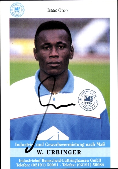 Autograph card footballer Isaac Otoo, FC Remscheid, autograph