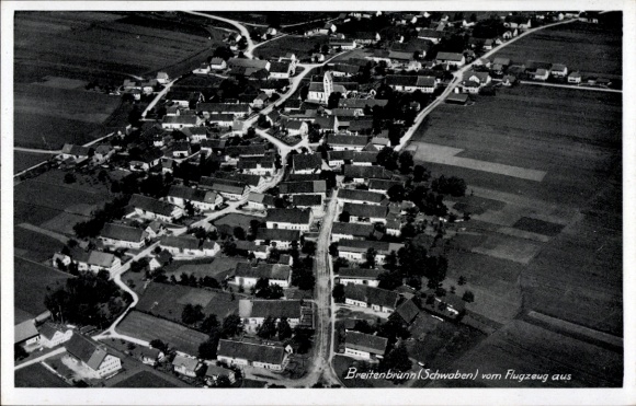 Postcard Breitenbrunn Swabia Unterallgäu, aerial photograph
