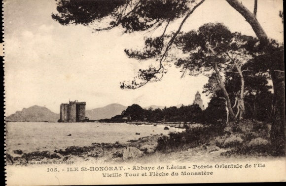 Postcard Ile Saint Honorat Îles de Lérins Alpes Maritimes, Lérins Abbey, old tour, monastery, coasts