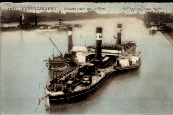 Postcard Ludwigshafen am Rhein, tugboats