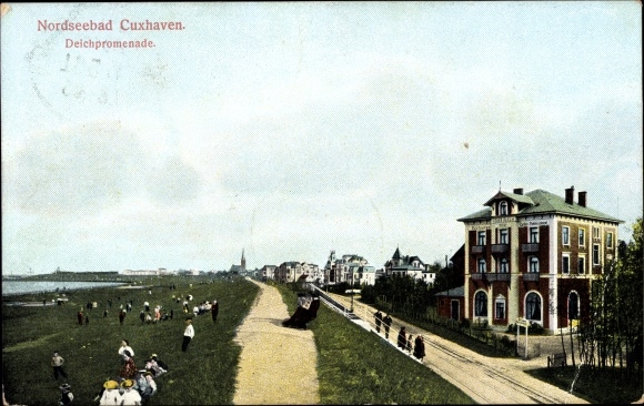 Postcard Nordseebad Cuxhaven, Deichpromenade, Villa