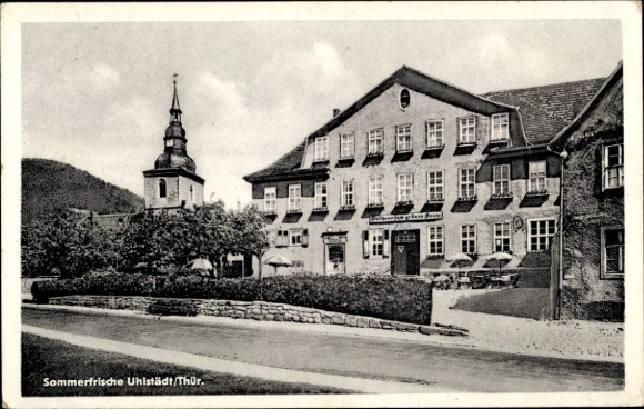 Postcard Uhlstädt Kirchhasel in Thuringia, summer resort, guest house to the green tree