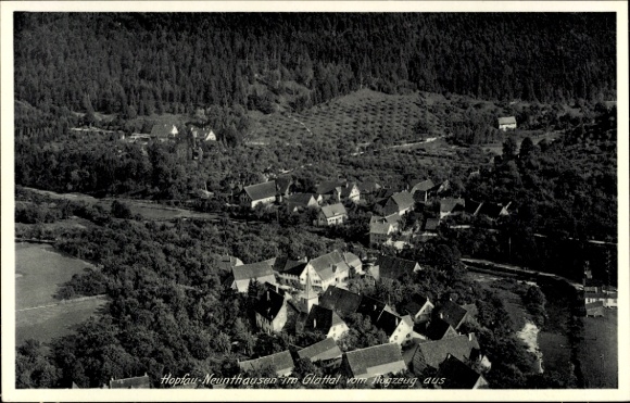 Ak Hopfau Neunthausen im Glattal Sulz am Neckar, Fliegeraufnahme