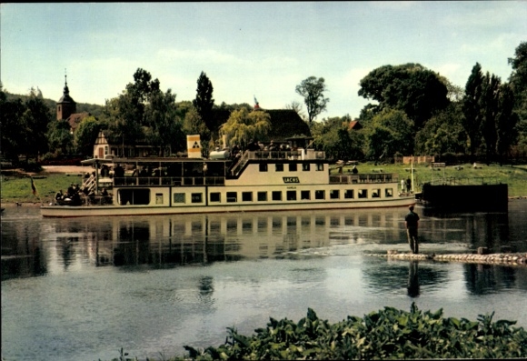Postcard Wehrden Beverungen on the Weser, MS Lachs